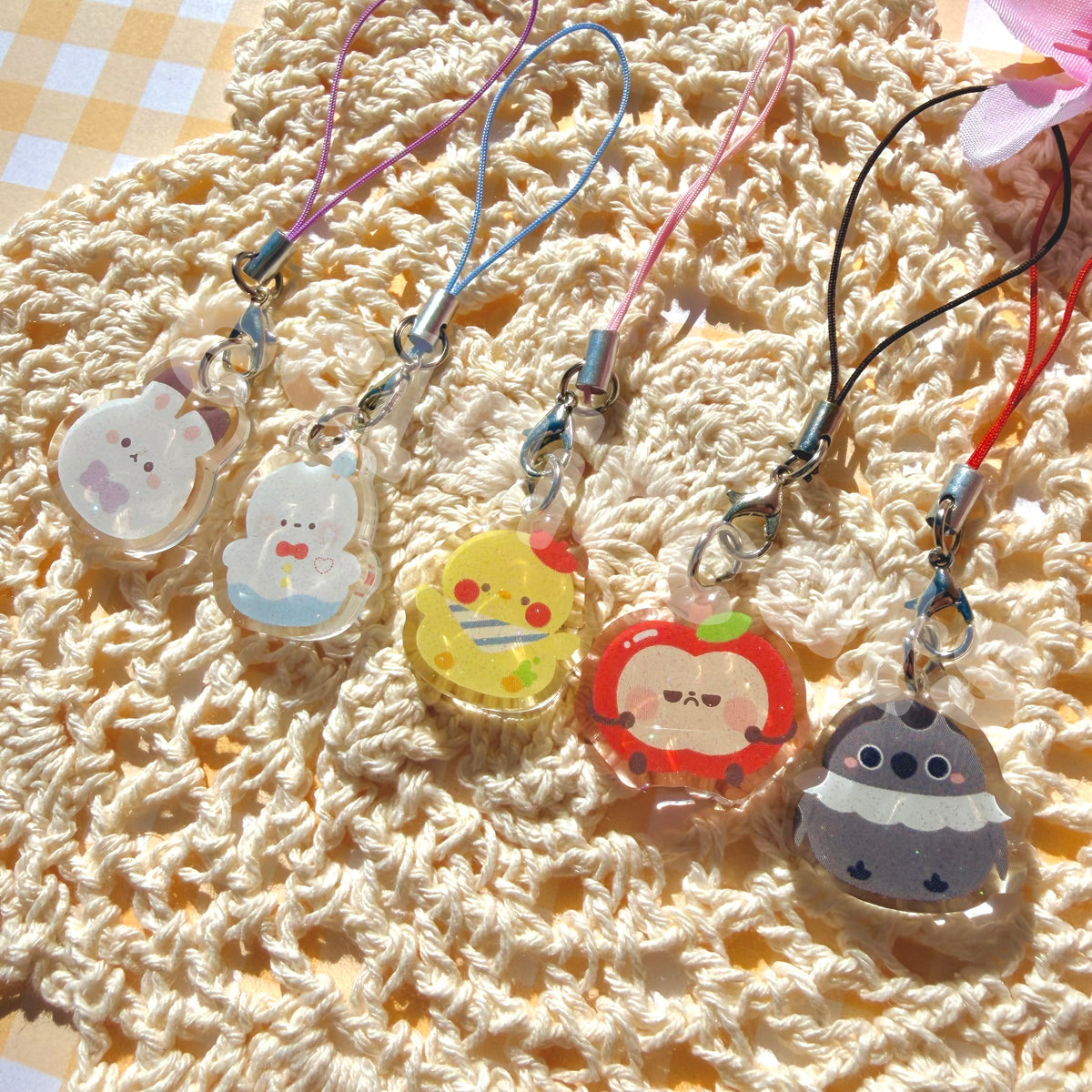 love and deepspace mascot glitter phone charms