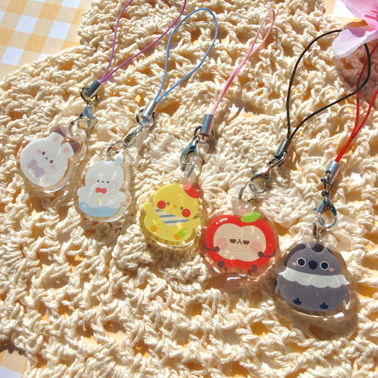 love and deepspace mascot glitter phone charms