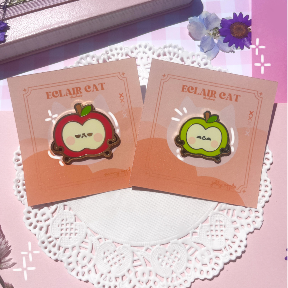 sunny and jolly apple enamel pins